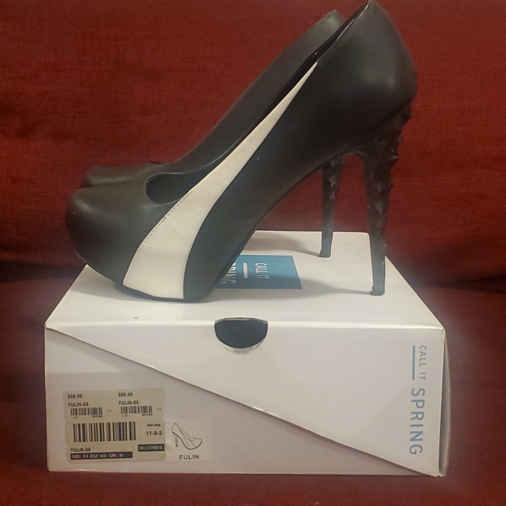 Call It Spring Black/White Fulin 4 inch Heels 11